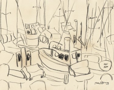 Boats in Anacortes Harbor in Charcoal III